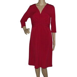 George Midi Dress Womens Size Medium (8-10) Red Stretch Crossover V-neck